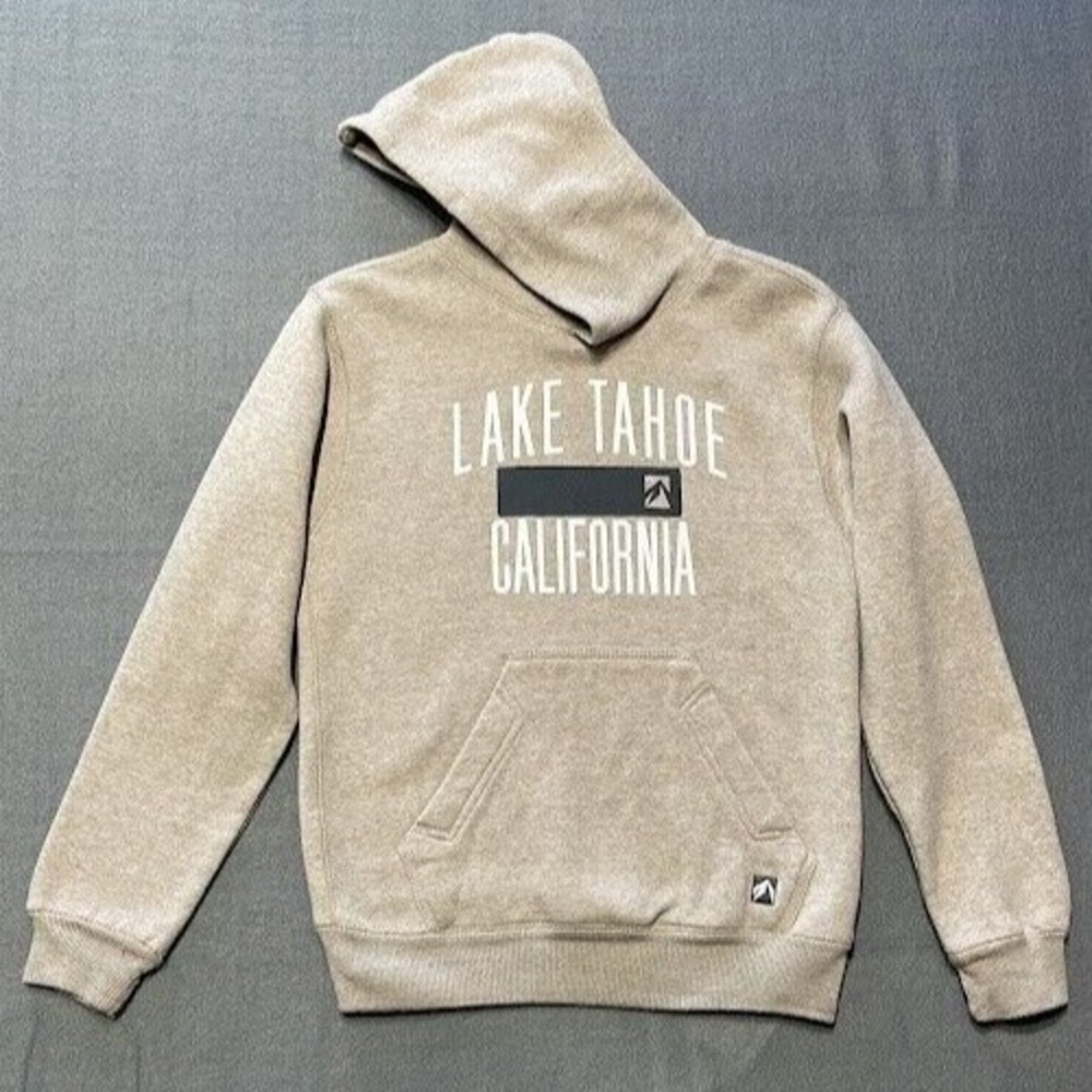 Outfitter Trading Co Sweater Medium Hoodie Men Ivory  Logo‎ Lake Tahoe Outdoor